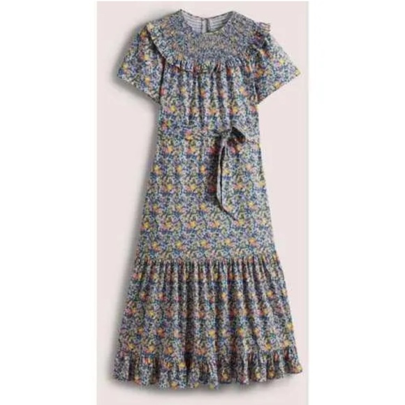 Boden Petite Smocked Yoke Jersey Floral Midi Dress Size 8P - Picture 3 of 12